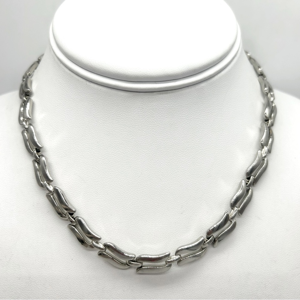 Monet Vintage Silver Link Collar Necklace